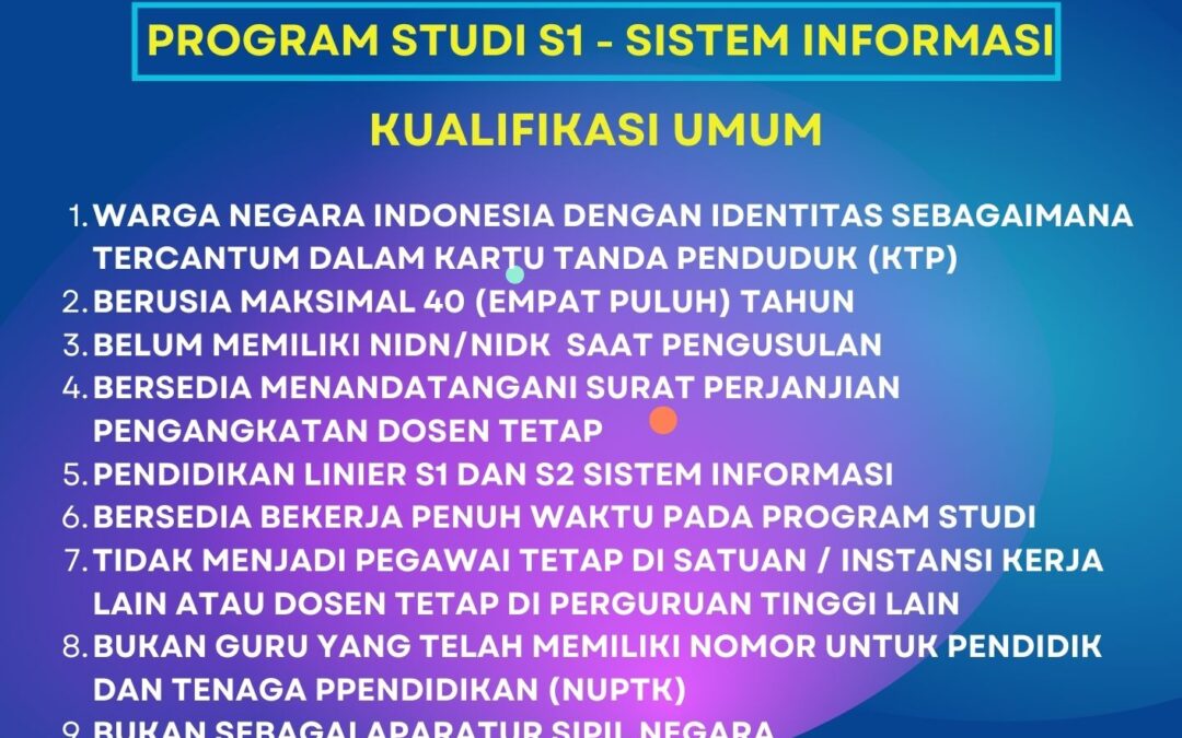 LOWONGAN DOSEN TETAP STIAMAK STUDI S1 SISTEM INFORMASI