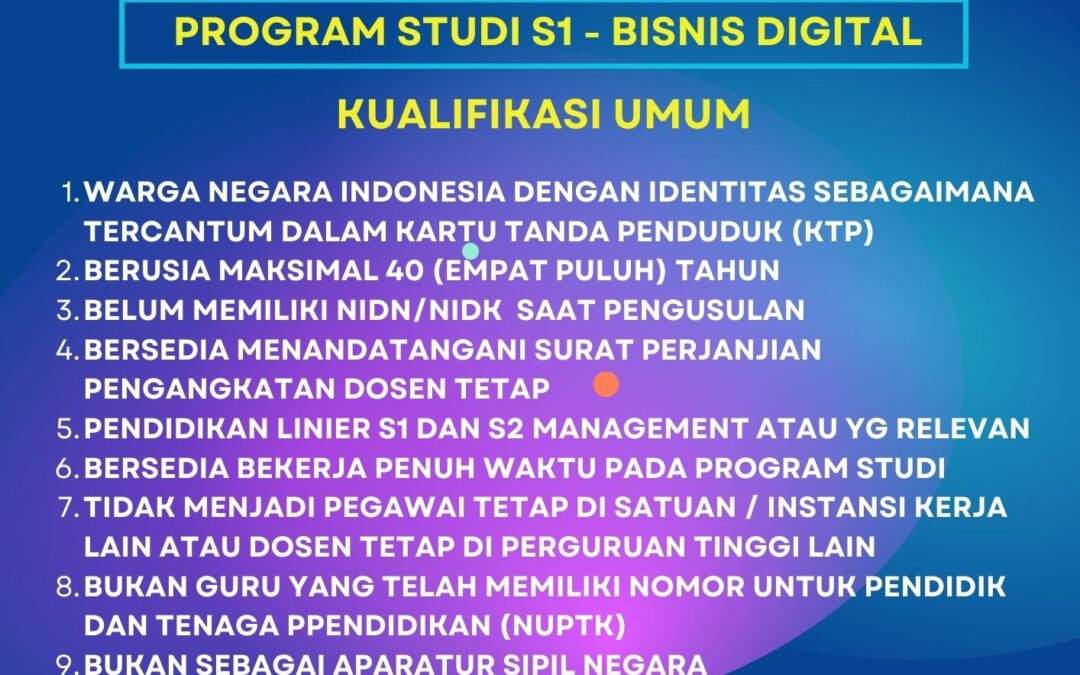 LOWONGAN DOSEN TETAP STIAMAK STUDI S1 BISNIS DIGITAL