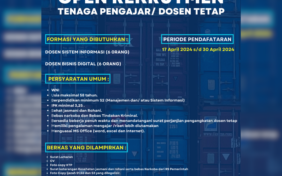 OPEN REKRUTMEN DOSEN STIAMAK 2024